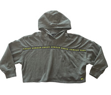 Under Armour Women's Size S Army Green Cropped Hoodie Logo Stripe Long Sleeve