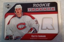 UPPER DECK RAITIS IVANANS ROOKIE THREADS JERSEY CARD 2005/2006. rookie card picture