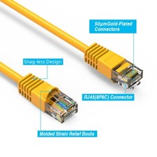 10-Pack Individual Bagged 10-Foot Yellow CAT5E UTP Ethernet Network Booted Cable