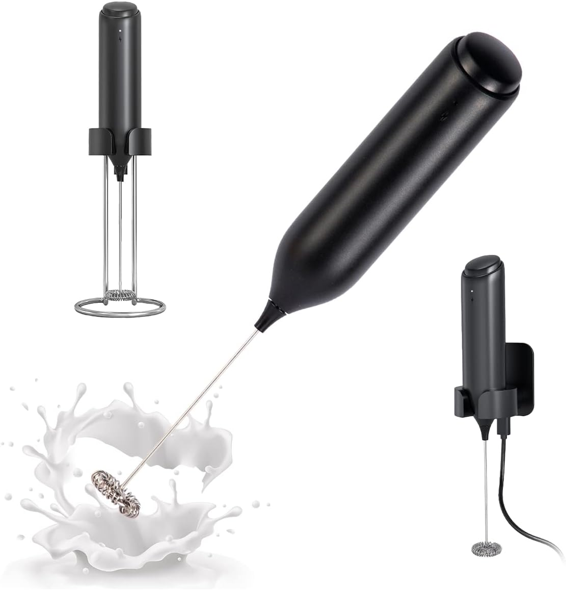 Milk Frother Handheld,  Wirelessly Rechargeable Frother for Coffee, Electric Dri-image