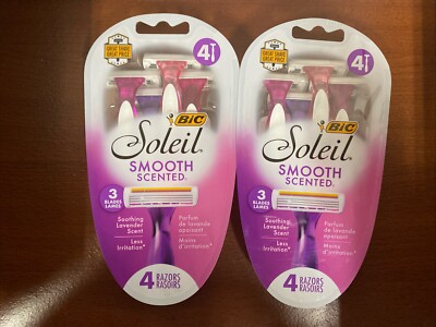 2 packs Bic SOLEIL DISPOSABLE SMOOTH SCENTED LAVENDER 4 Blades (4 counts)
