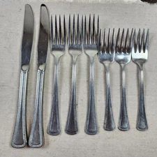 8 pc Oneida NEEDLEPOINT Beaded Artistry Stainless Forks Rogers Ltd Flatware
