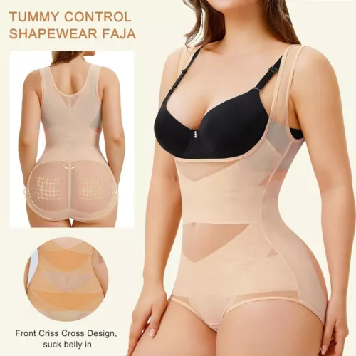 Women Tummy Control Shapewear Bodysuit Hi-waist Butt Lifter Open Bust Slimming - Picture 9 of 23