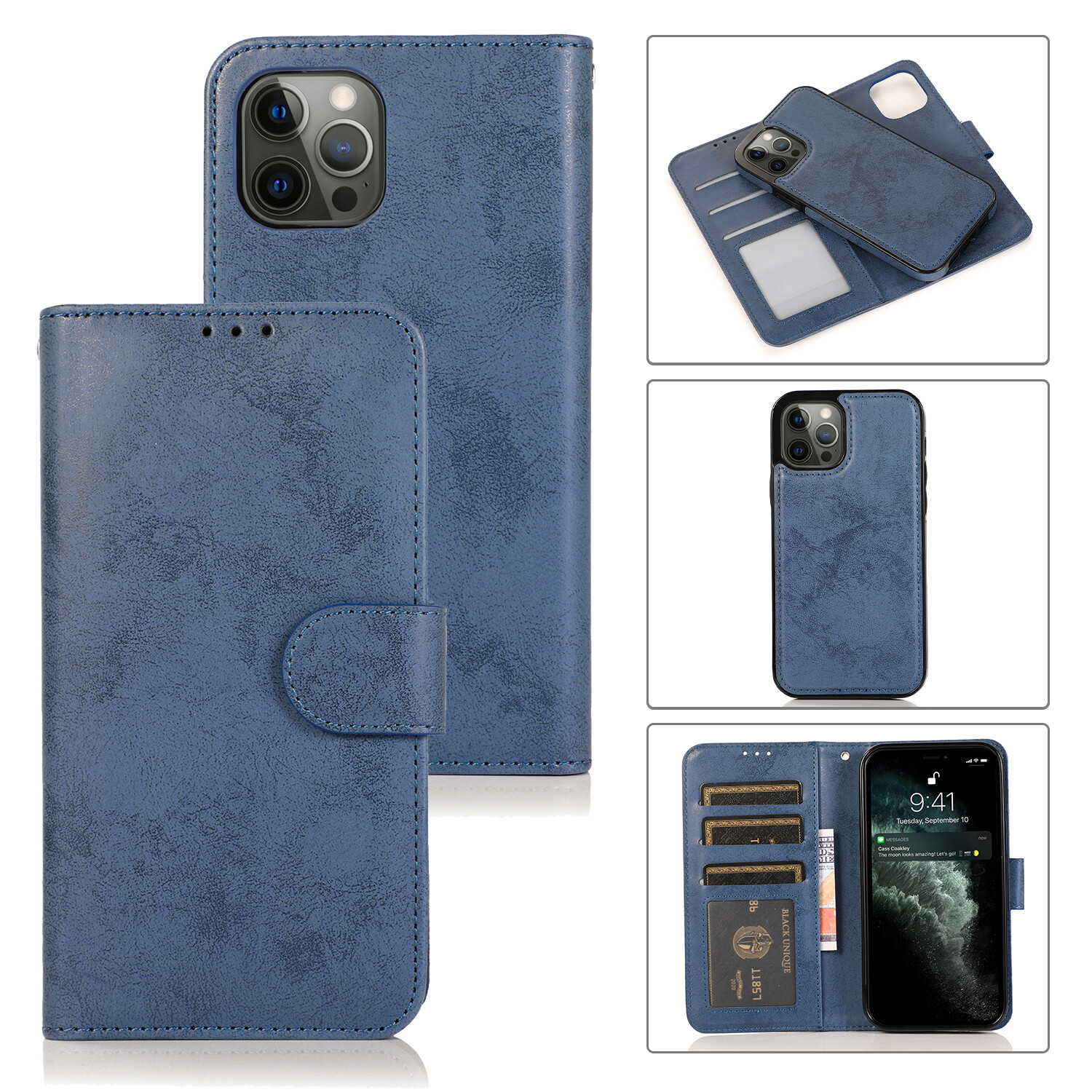 For iPhone 16 Pro Max 16 15 Pro Max 15 Leather Detachable Magnetic Wallet Case