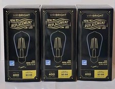 Lot of 3 VIRIBRIGHT 40-W Equiv. Edison Bulb Amber Glass LED Bulb Warm White Dimm