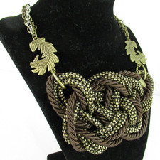 Collar Cuerda Trenzada Triple Cadena Latón Antiguo 8" Pulgadas Xc Xiomara Castro