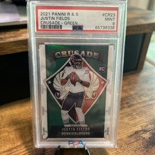 2021 Rookies And Stars Crusade Justin Fields Green /5 Psa 9 #CR24 BEARS RC