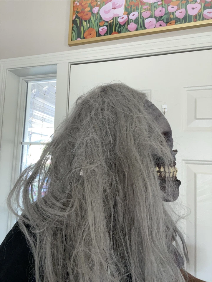 zombie halloween mask Paper Magic Full Head Hair Neck  Chest Dead Scary Vtg 1996 - Image 4 of 4