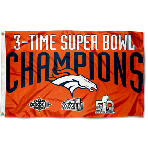 Denver Broncos 3 Time Super Bowl Champs Flag and Banner - Picture 1 of 6