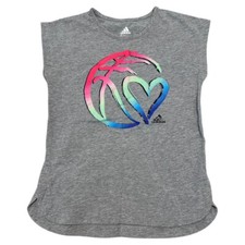 Adidas Girls' Short Sleeve Dolman Waist Heather T-Shirt Size Large 14 EUC