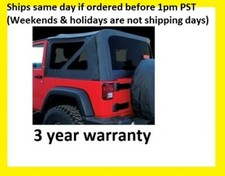 Replacement Soft Top Tinted Windows Black 10-18 2 Door Jk For Jeep Wrangler