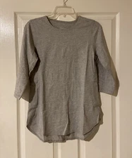 Denim & Co. Active 3/4-Sleeve Knit Top Back Keyhole Lt Hthr Grey XXS A307534