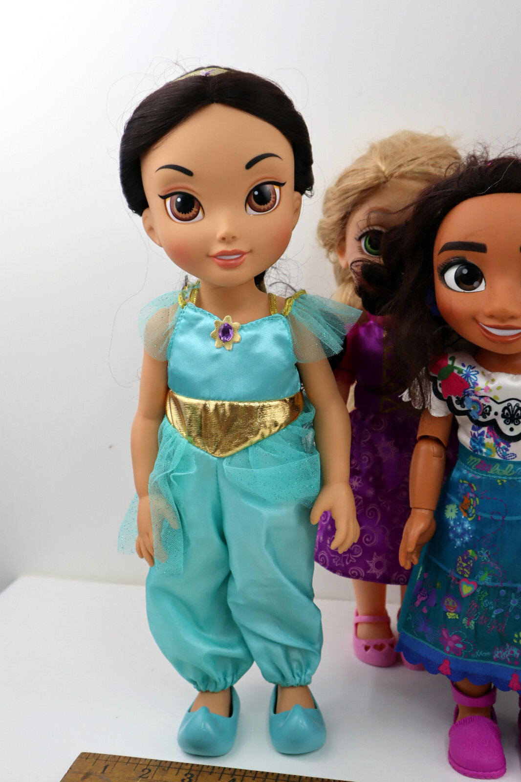 Lot of 8 Disney Toddler Princess Dolls 14”-16”H -Clothing, some w/shoes & sound