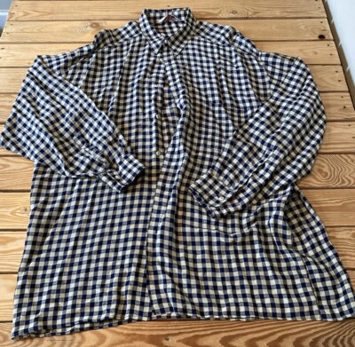 Vintage Gruppo Di Capi Italy Men s Check Button Down Shirt Size XL Navy White DD