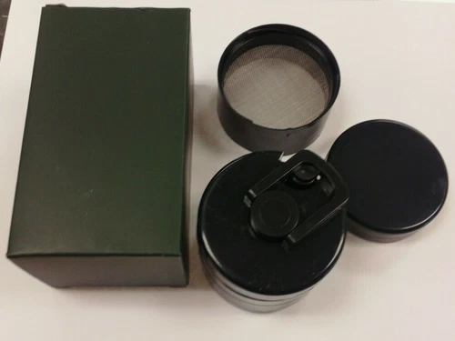 DEERING TYPE LARGE SPICE CRANK GRINDER BLACK PLASTIC PORTABLE WITH EXTRA SCREEN