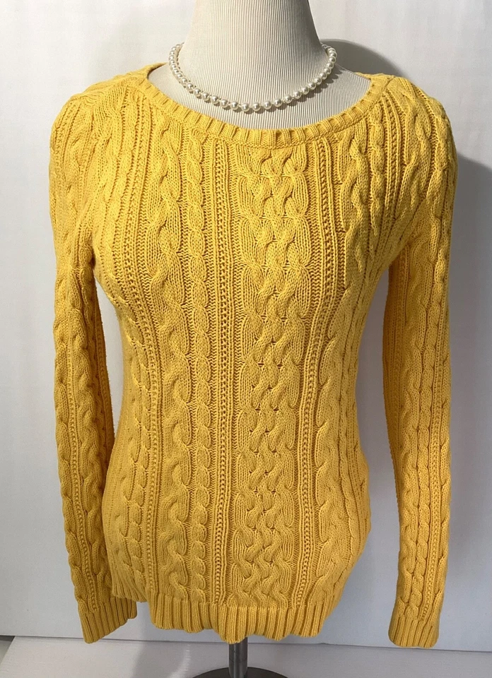 Suéter para mujer Lauren Ralph Lauren talla M color amarillo tejido mangas largas Foto 3 de 4