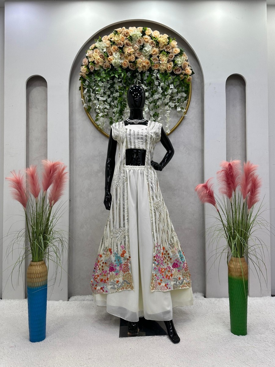 BOLLYWOOD INDIAN PAKISTANI ETHNIC PARTY CHOLI SHRUG PLAZZO INDO