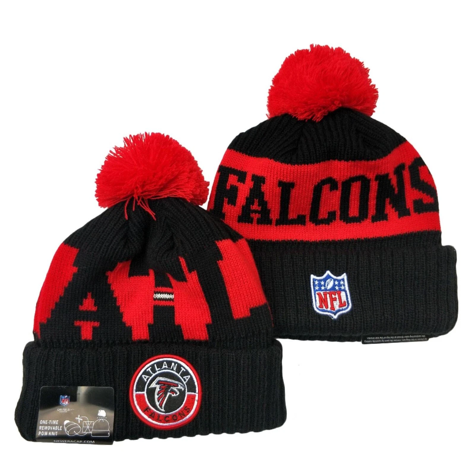 NWT Atlanta Falcons Sports Knit Pom Beanie Fleece Lining OSFA Unisex