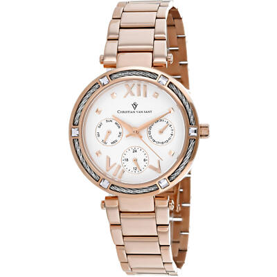 Christian Van Sant Women's Watch Sienna White Dial Rose Gold Bracelet CV1824