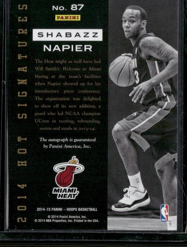 2014-15 Hoops #87 Shabazz Napier Hot Signatures AUTO - Image 2 of 2