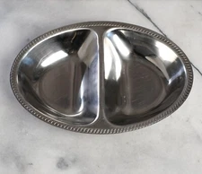 VOLLRATH Stainless Steel Divided Relish Condiment Dish Oval #47347 Japan