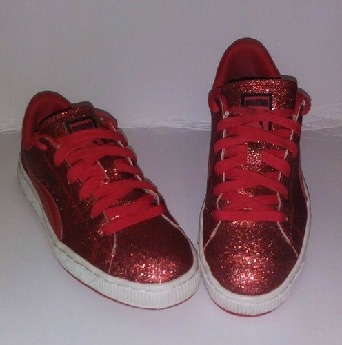 red glitter pumas