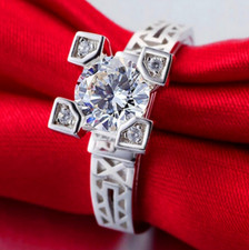 Paris The Eiffel Tower1.0 Ct CZ Silver SP Engagement Wedding Ring RS29