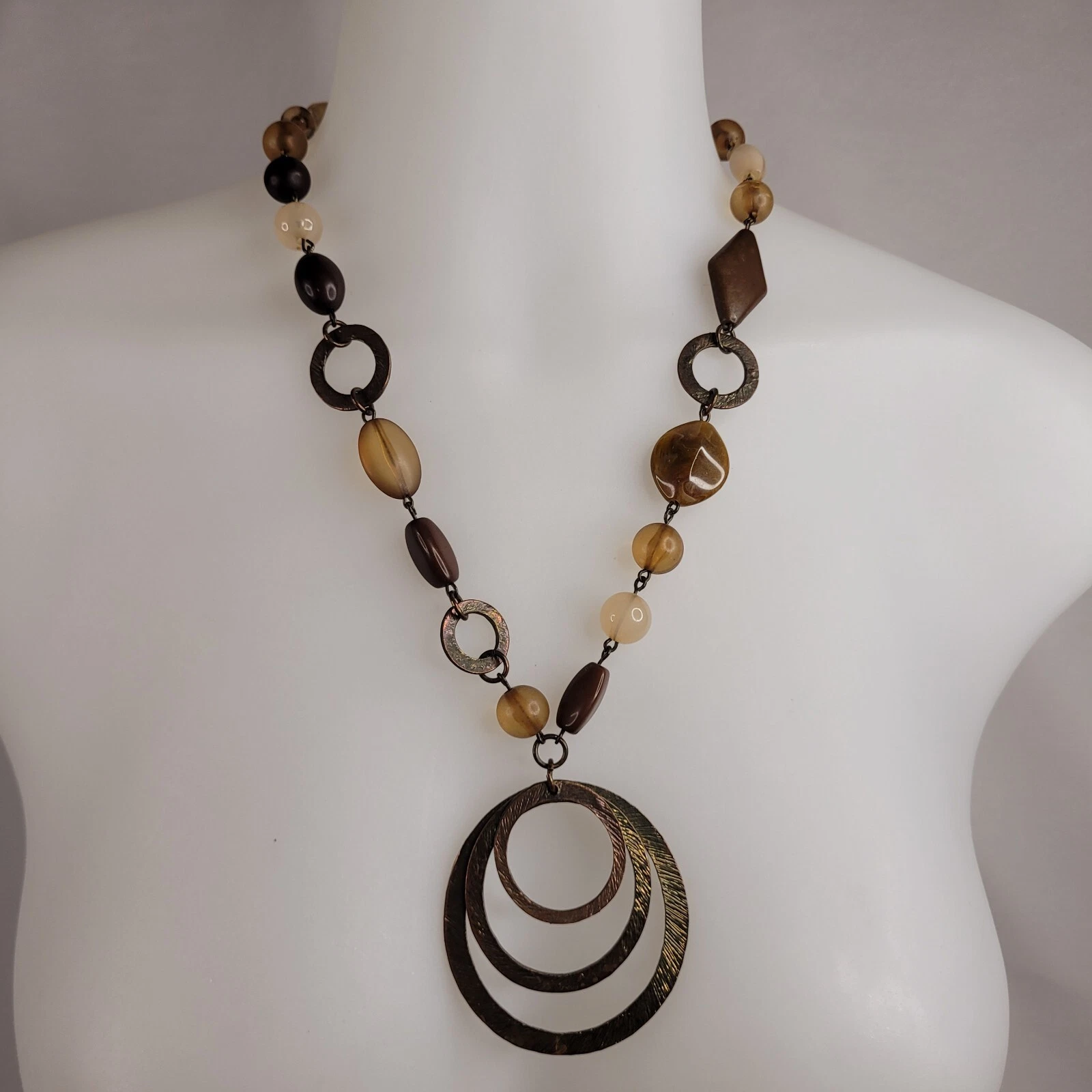 VETEMENTS Collana bigiotteria moda bronzo antico cerchio perline ciondolo boho bohemien