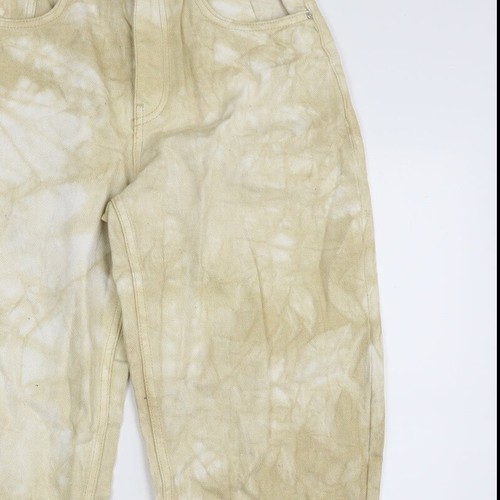 Pantalones de mezclilla para mujer Bershka beige 100 % algodón novio talla 6 L26 con cremallera regular - corbata - Imagen 8 de 12