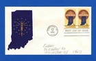 Sc 1308 Indiana Sesquicentennial Silk Screen FDC by Eric Lewis Pair Only 12 Made