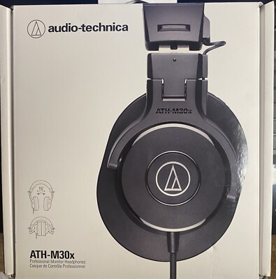 Audio Technica ATH-M30x Professional Monitor Headphones W/Jack Adapter & Pouch
