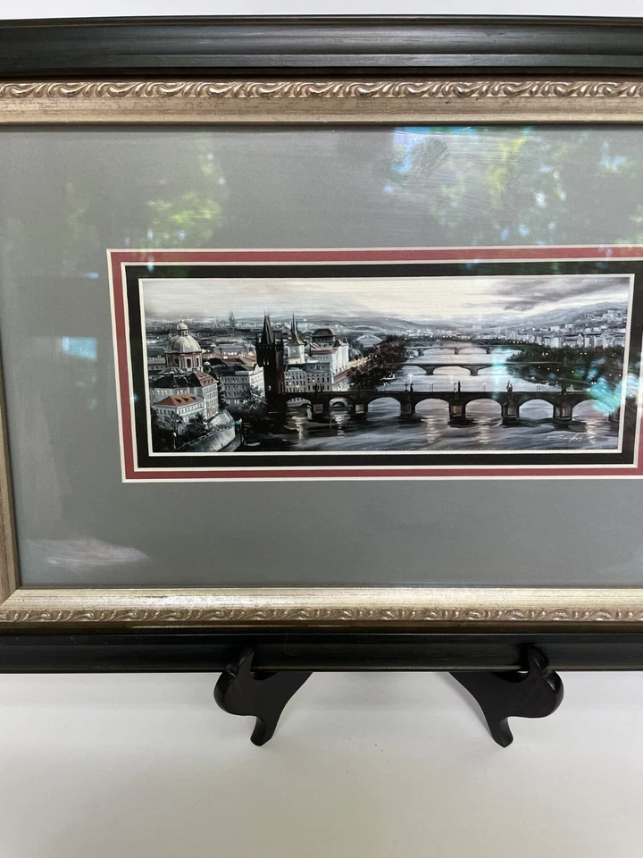 Professionally Framed Prague Cityscape Bridges Art Print 15" x 10" 2012 - Image 3 of 4