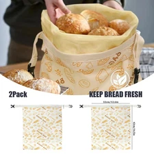 2Pcs Reusable Beeswax Sourdough Bread Storage Bags for Homemade Bread 17" X 13"