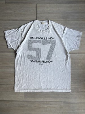 Vintage Watsonville High 1957 30-Year Reunion Single Stitch White TShirt Size XL