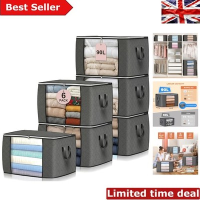 Große 90L Aufbewahrungstaschen mit durchsichtigen Fenstern - 6er Pack vielseitige Organizer