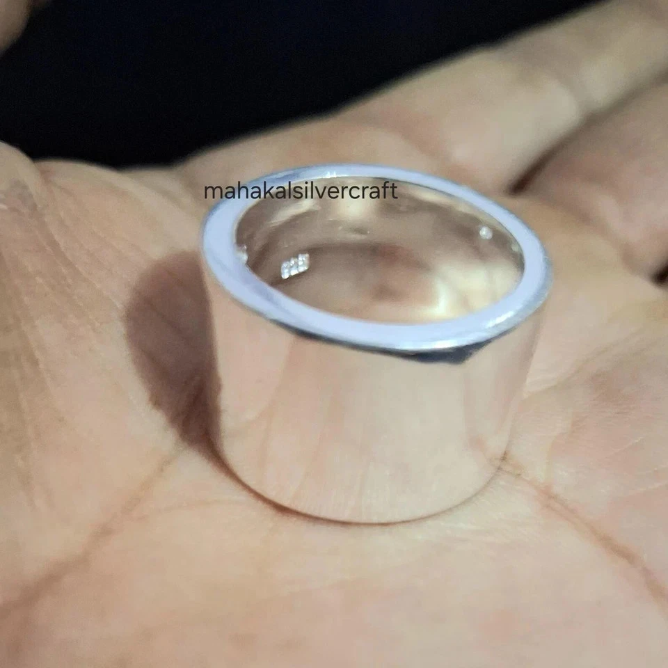 Solid 925 Sterling Silver Wide Band and Statement Boho Smooth Thick Ring - Image 3 of 4