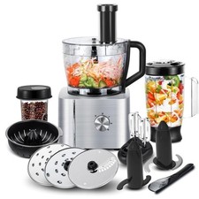 Robot Cuisine Multifonction Inox 1100W: Batteur, Mixeur, Blender, Extracteur Jus