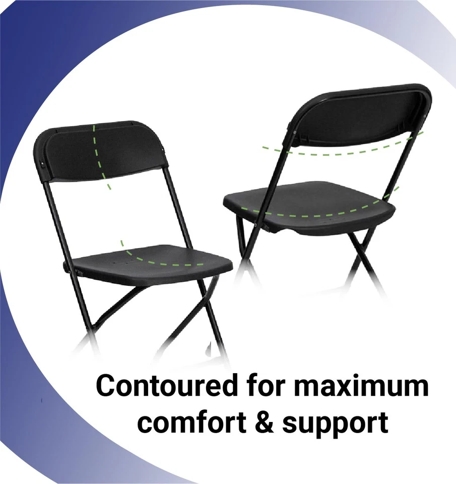 Plastic Folding Chairs Black 4 Pack Indoor Outdoor Event Party 700 lb Capacity - Image 4 of 4