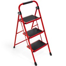 3 Step Ladder, Folding Step Stool with Anti-Slip and Wide Pedal, Lightweight ...