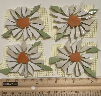 White Daisies Broken Cut China Plate Mosaic Tile Set 2'' Mosaic Floral Tiles