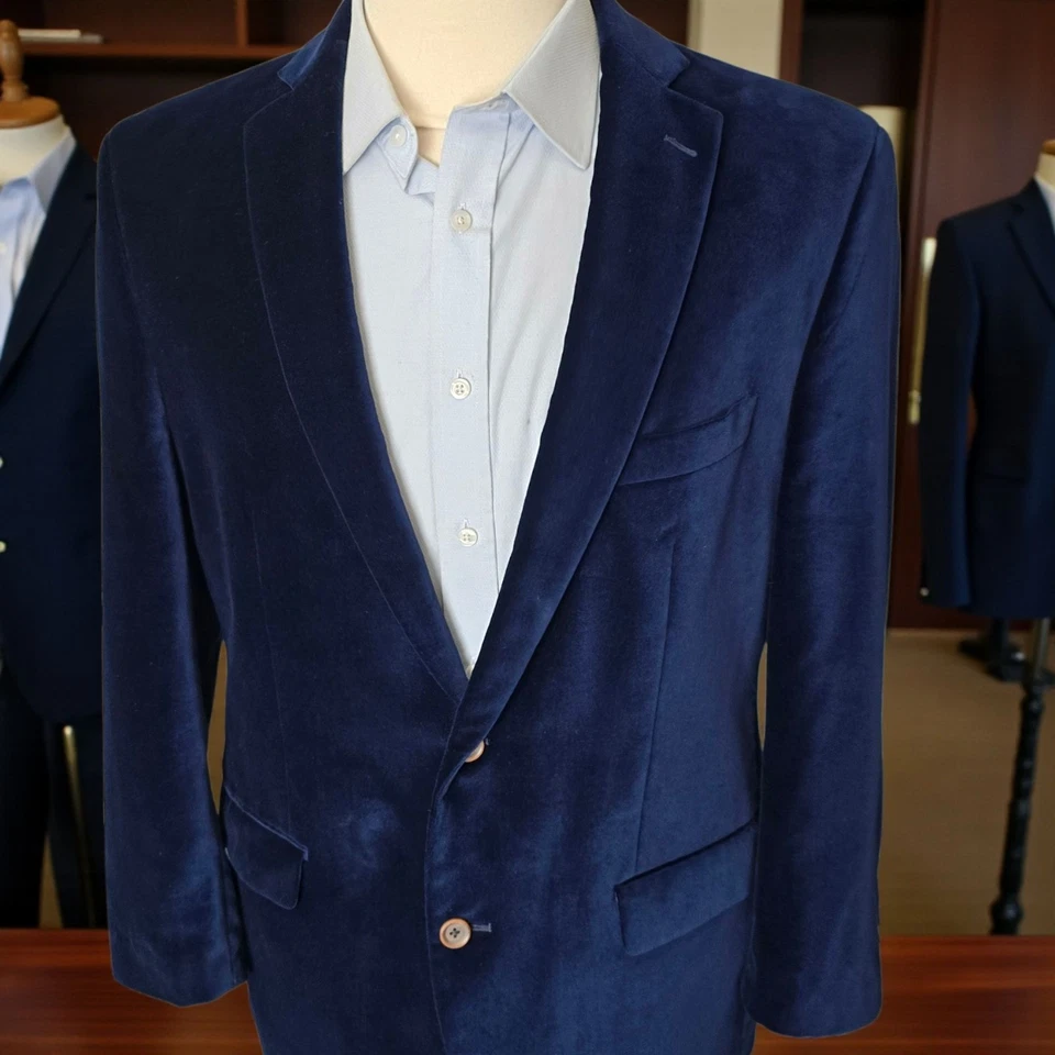 Blazer de terciopelo vintage Neiman Marcus 44S chaqueta de terciopelo azul marino Foto 4 de 4