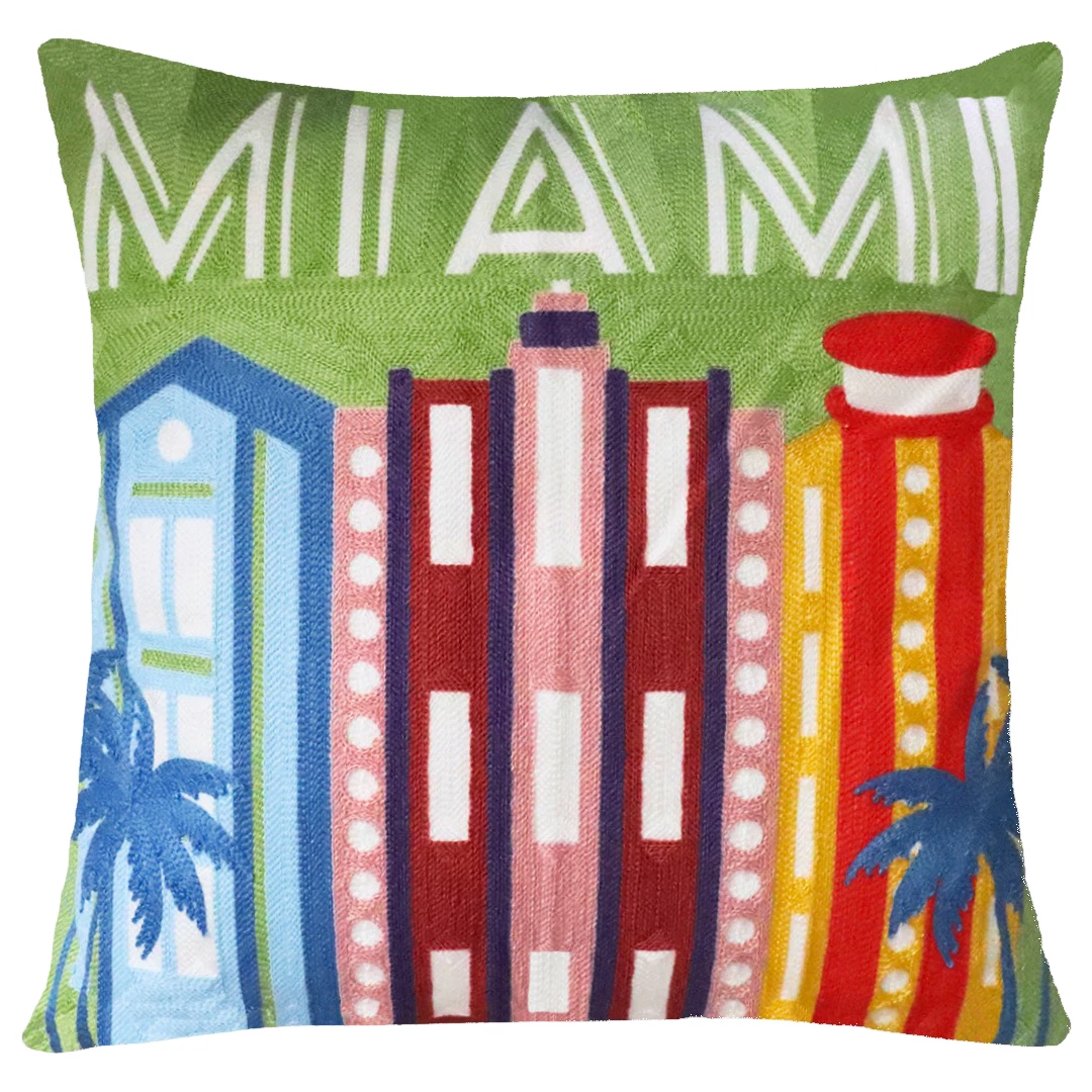 The Pillow Drop Miami Needlepoint Cushion