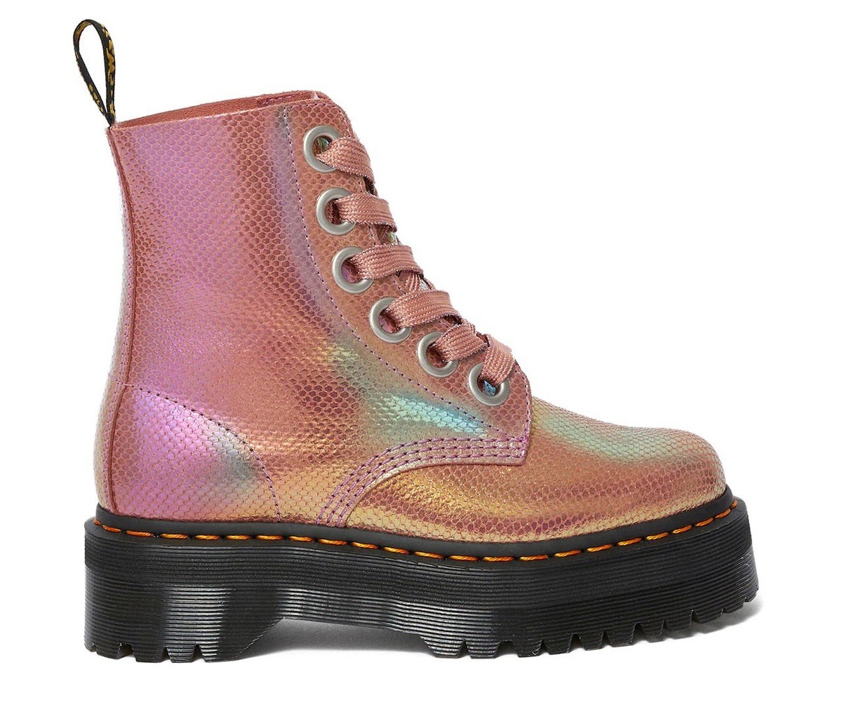 Dr. Martens 8 Hole Holographic Pink Boots US Size 6W Iridescent AW004 Classic Dr. Martens Pink Boots for Women for sale - eBay main image 3