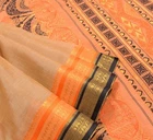 Sushila Vintage Brown Saree Pure Cotton Silk Bengal Handloom Woven Sari Fabric