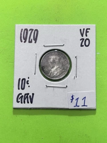 1929 Canadian Silver 10 cent Coin King George V .8 Silver Dime Trending At $11