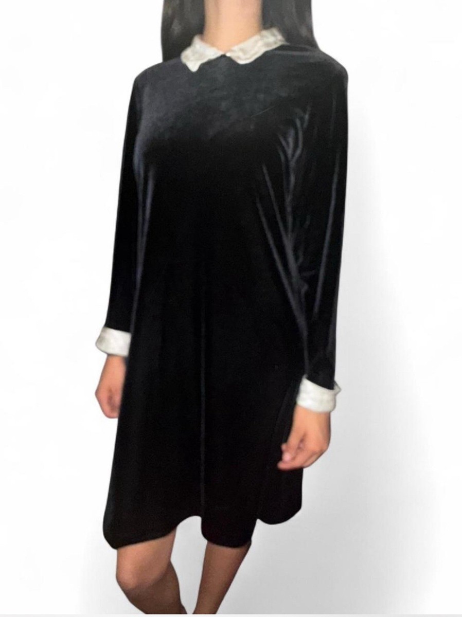 black velvet white collar dress Talbots Long-Sleeve with and Cuffs Color:CornflowerBlue while handy side pockets MasterSku:KA6M1P02 Diamond Sparkle Dress Womans
