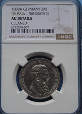 Preußen 1888 A Friedrich III 2 Mark NGC AU Det!! Seltenheit!