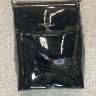 Frederic T Paris Patent Leather Convertible Crossbody Shoulder Bag Purse Black