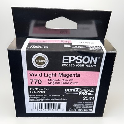 2026 GENUINE EPSON 770 VIVID LIGHT MAGENTA T46R6 INK T770 SURECOLOR SC-P700 NEW