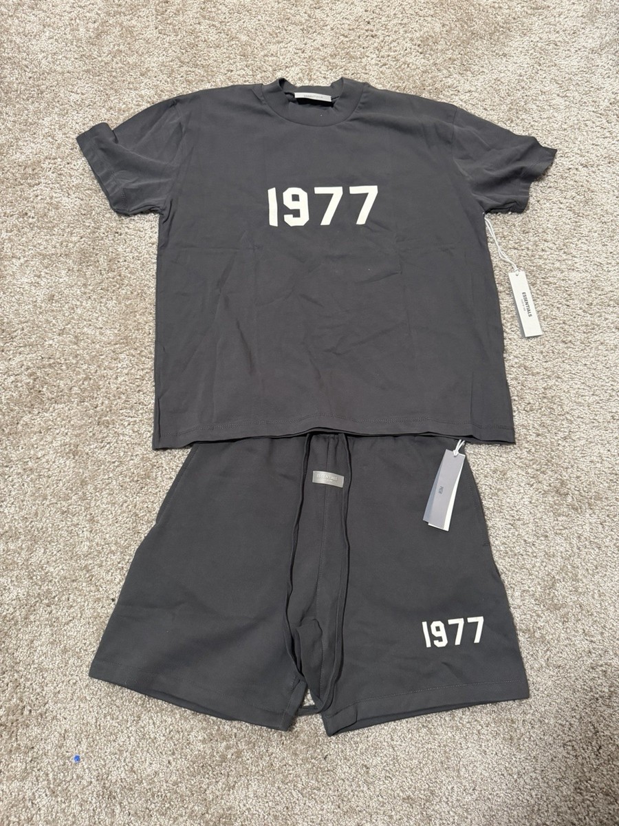 Fear of God Essentials 1977 Iron Logo Jersey T-Shirt and Shorts